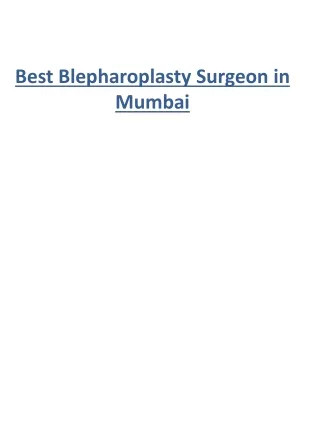 Best Blepharoplasty Surgeon in Mumbai