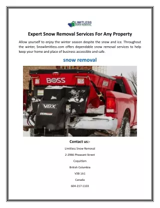 Expert Snow Removal Services For Any Property