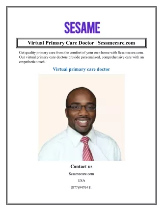 Virtual Primary Care Doctor  Sesamecare.com