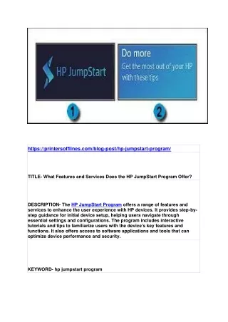 What Features and Services Does the HP JumpStart Program Offer?