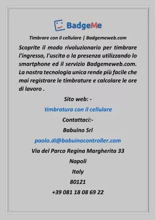 Timbrare con il cellulare  Badgemeweb