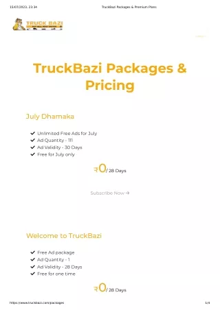 TruckBazi Packages & Premium Plans