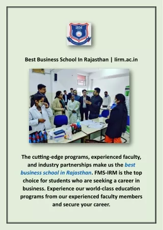 Best Business School In Rajasthan | Iirm.ac.in