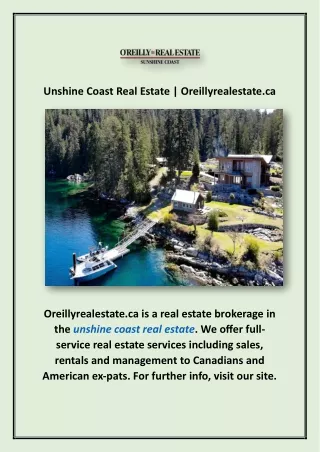 Unshine Coast Real Estate | Oreillyrealestate.ca