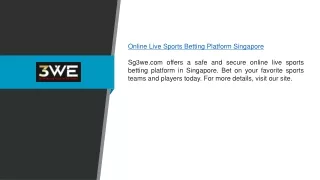 Online Live Sports Betting Platform Singapore | Sg3we.com