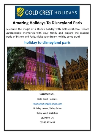 Amazing Holidays To Disneyland Paris