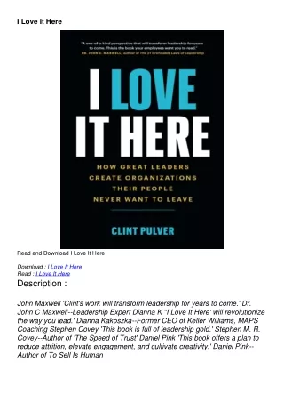 [pdf] download I Love It Here