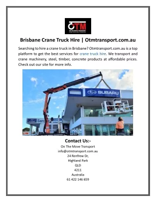 Brisbane Crane Truck Hire  Otmtransport.com