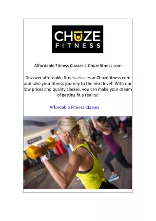 Affordable Fitness Classes | Chuzefitness.com