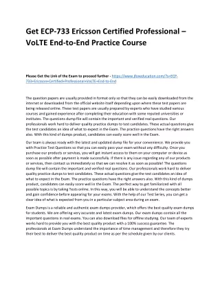 Get ECP-733 Ericsson Certified Professional – VoLTE End-to-End Practice Course