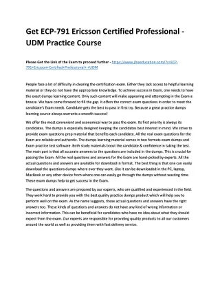 Get ECP-791 Ericsson Certified Professional - UDM Practice Course