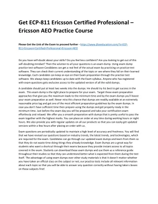 Get ECP-811 Ericsson Certified Professional – Ericsson AEO Practice Course