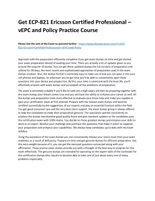 Get ECP-821 Ericsson Certified Professional – vEPC and Policy Practice Course