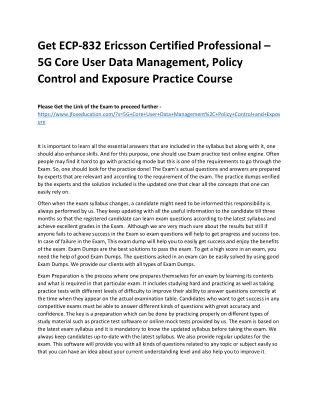 Get ECP-832 Ericsson Certified Professional – 5G Core User Data Management, Poli