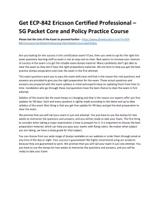 Get ECP-842 Ericsson Certified Professional – 5G Packet Core and Policy Practice