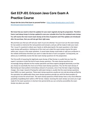 Get ECP-J01 Ericsson Java Core Exam A Practice Course