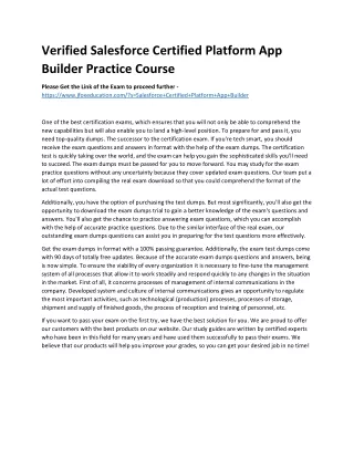 Verified Salesforce Certified Platform App Builder Practice Course