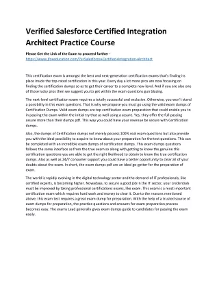 Verified Salesforce Certified Integration Architect Practice Course