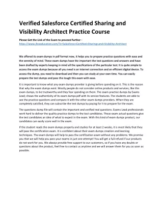 Verified Salesforce Certified Sharing and Visibility Architect Practice Course