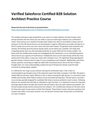 Verified Salesforce Certified B2B Solution Architect Practice Course