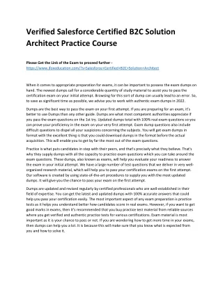 Verified Salesforce Certified B2C Solution Architect Practice Course