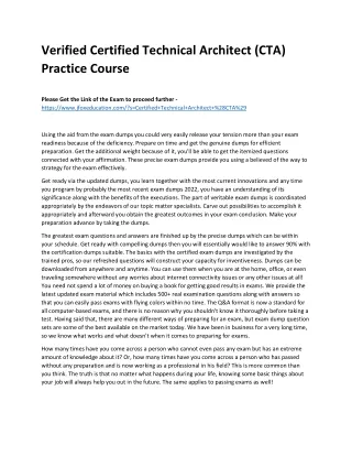 Verified Certified Technical Architect (CTA) Practice Course