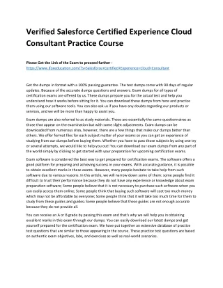 Verified Salesforce Certified Experience Cloud Consultant Practice Course