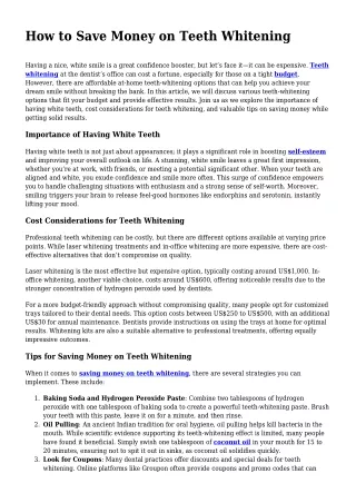 How to Save Money on Teeth Whitening