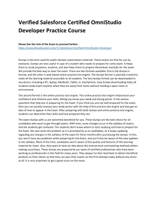 Verified Salesforce Certified OmniStudio Developer Practice Course