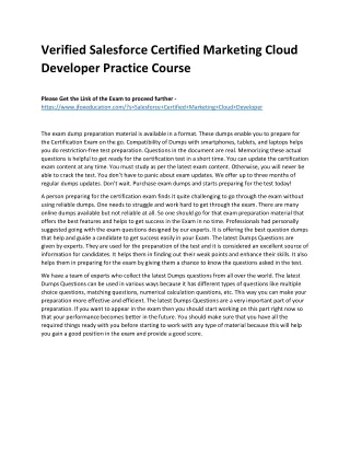 Verified Salesforce Certified Marketing Cloud Developer Practice Course