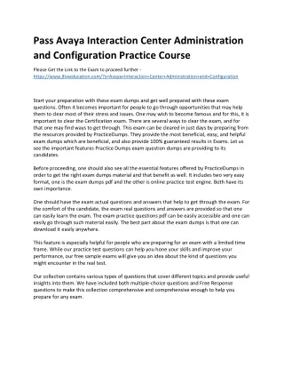 Pass Avaya Interaction Center Administration and Configuration Practice Course