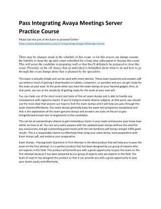 Pass Integrating Avaya Meetings Server Practice Course