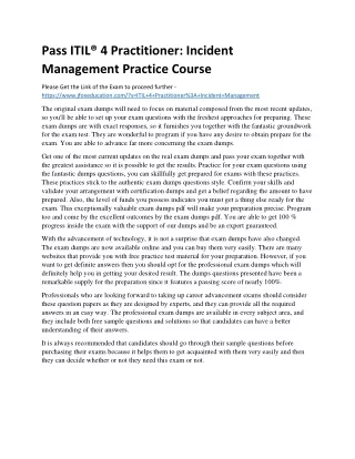 Pass ITIL® 4 Practitioner: Incident Management Practice Course