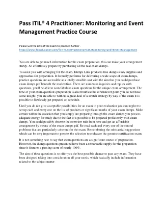 Pass ITIL® 4 Practitioner: Monitoring and Event Management Practice Course