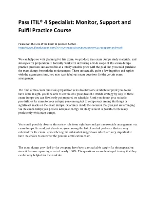 Pass ITIL® 4 Specialist: Monitor, Support and Fulfil Practice Course