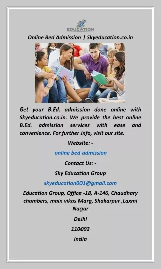 Online Bed Admission  Skyeducation.co.in