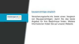 Bausparverträge Vergleich  Versicherungstarife.info