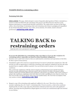 Restraining Order Q&A