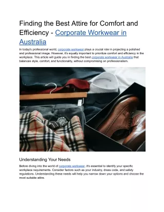 Finding the Best Attire for Comfort and Efficiency - Corporate Workwear in Australia