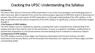 Cracking the UPSC Understanding the Syllabus