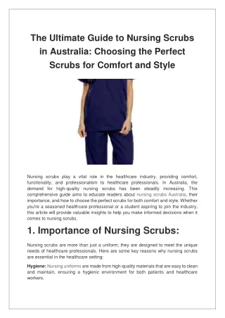 The Ultimate Guide to Nursing Scrubs in Australia Choosing the Perfect Scrubs for Comfort and Style