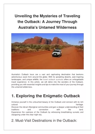 Unveiling the Mysteries of Traveling the Outback A Journey Through Australia's Untamed Wilderness