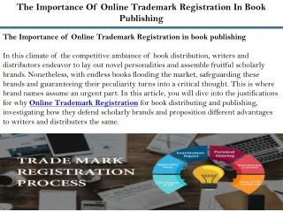The Importance Of Online Trademark Registration In Book Publishing