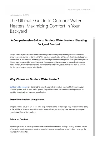 The Ultimate Guide to Outdoor Water Heaters_ Maximizing Comfort in Your Backyard