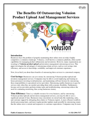 The Benefits of Outsourcing Volusion Product Upload and Management Services