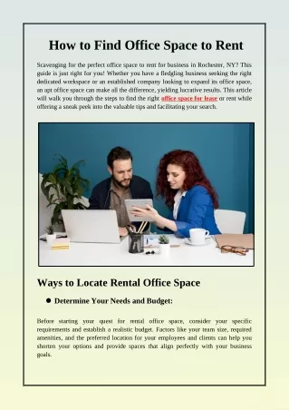 How Do I Choose an Office Space for Rent