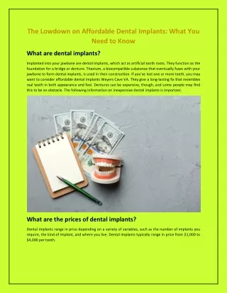 The Lowdown on Affordable Dental Implants - What You Need to Know