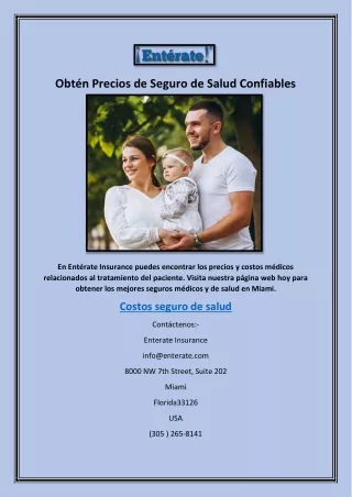 Obtén Precios de Seguro de Salud Confiables