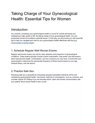 Taking Charge of Your Gynecological Health_ Essential Tips for Women