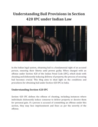 Bail Provisions in Section 420 IPC under Indian Law